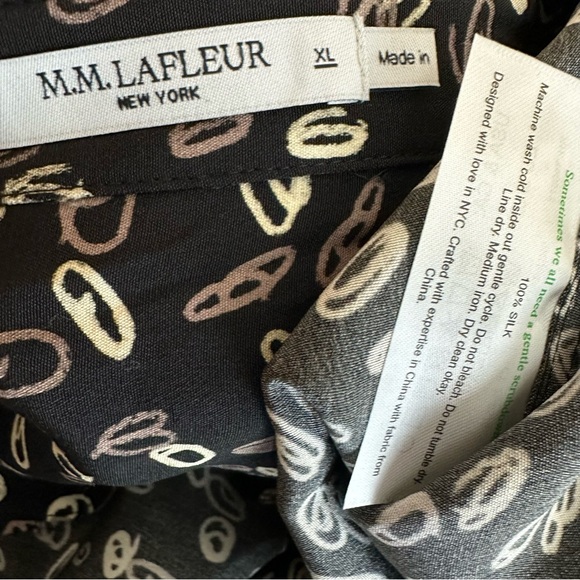 M.M. LAFLEUR Silk Button Down Collared Long Sleeve Blouse Top Size XL - Picture 13 of 13
